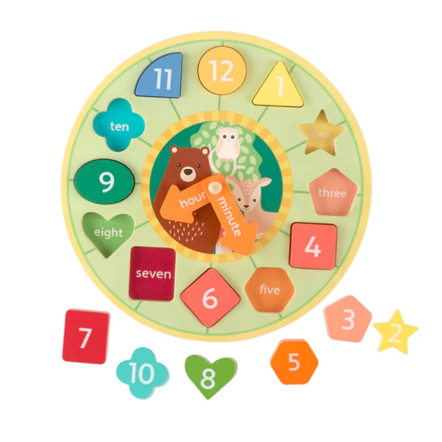 Woodland Animal Shape Sorting Clock